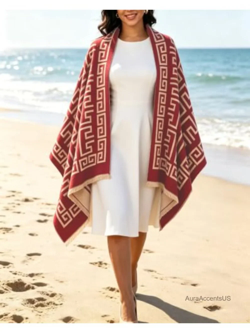 Womens Soft Shawl Wrap Winter Blanket Long Scarf Geometric Pattern